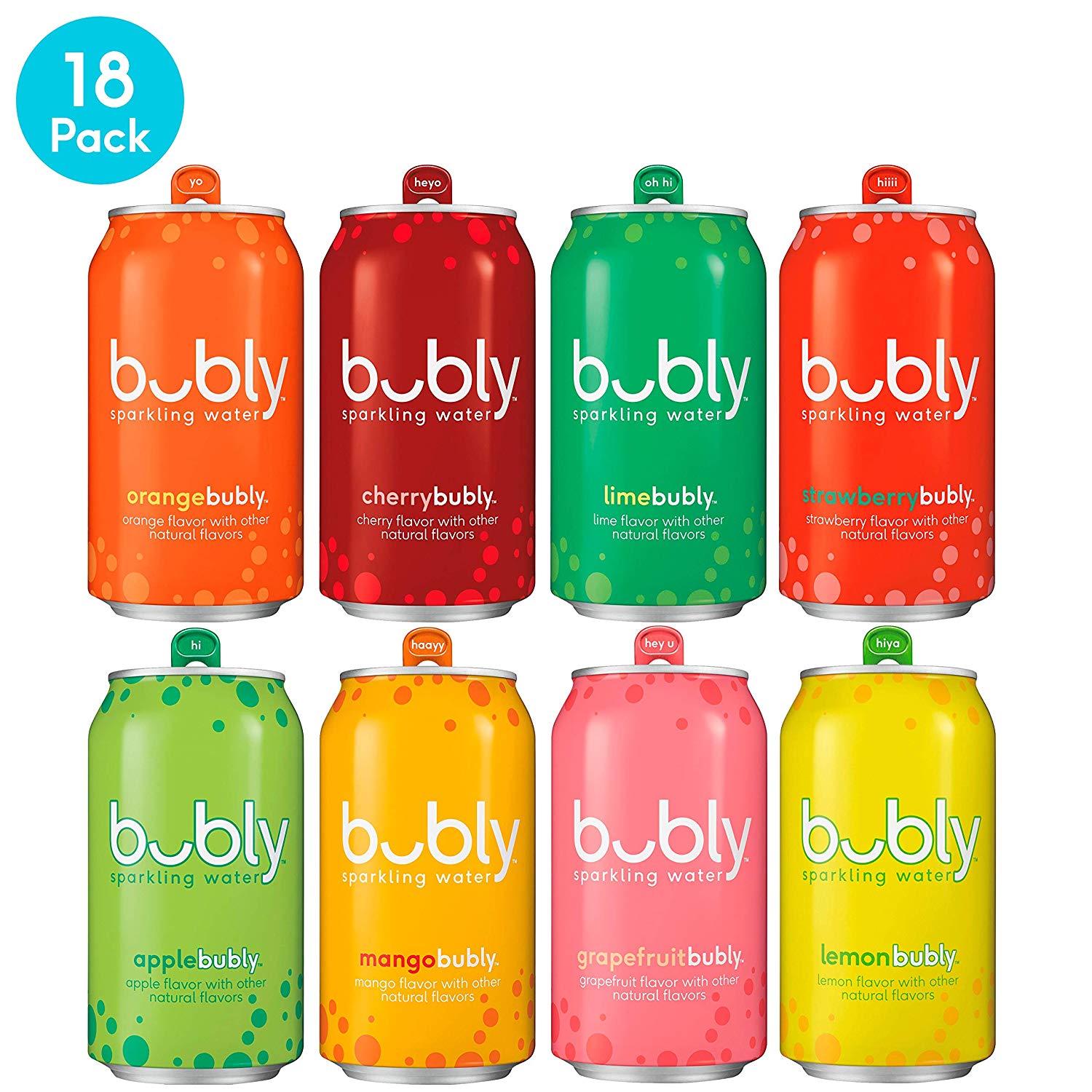 Keto Kayte Bubly Sparkling Water 8 Flavor Variety Pack 12 Fl Oz Cans 18 Pack 8623