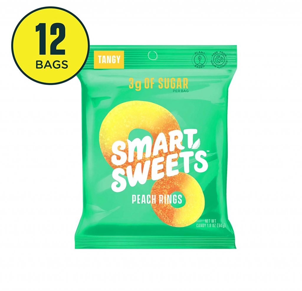 Keto Kayte SmartSweets Peach Rings 1.8 Oz Bags (Box Of 12), Candy